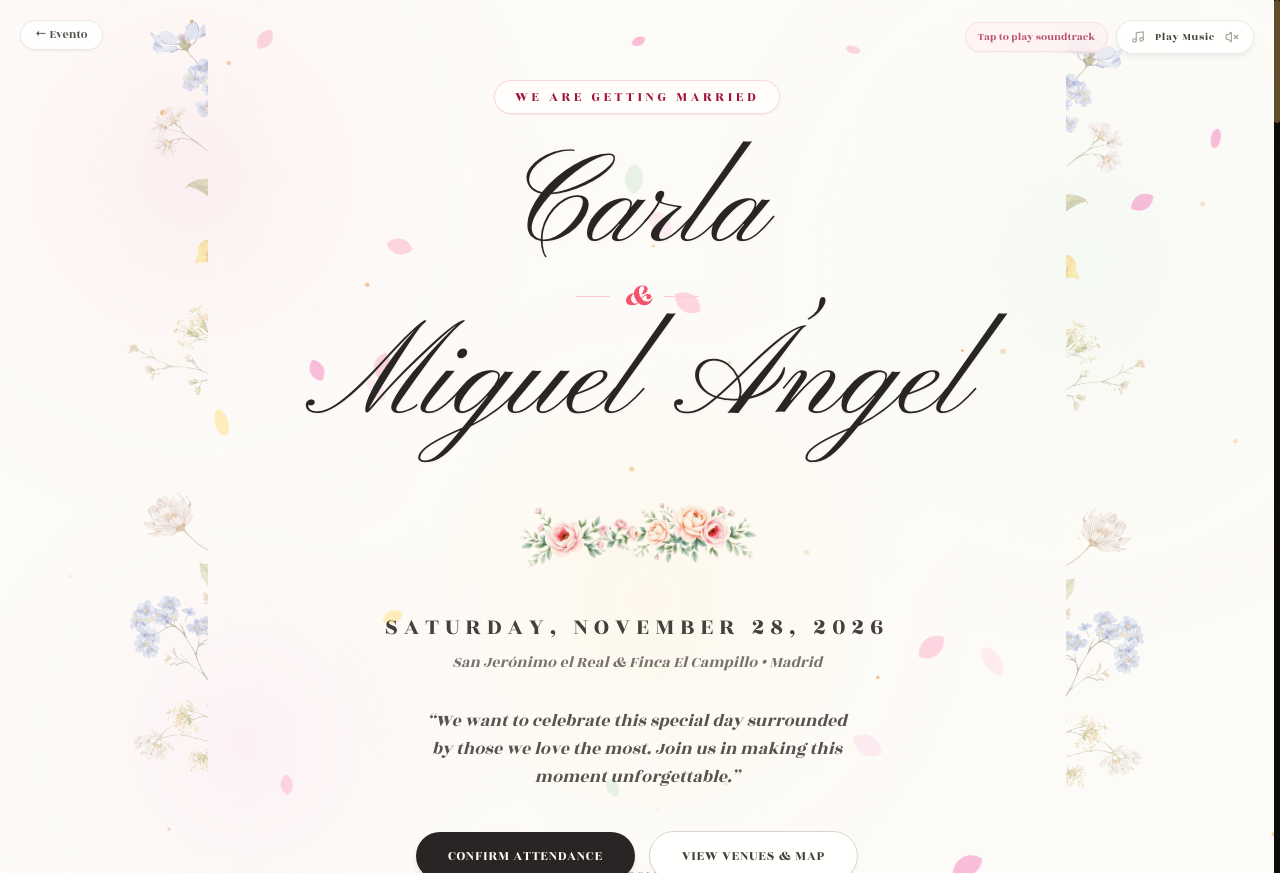 Preview of the Botanical Floral Romance invitation design