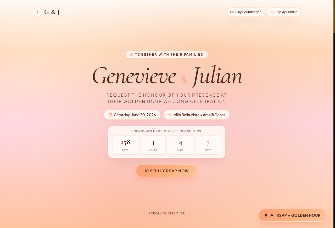 Preview of the Golden Hour & Peachy Glow invitation design