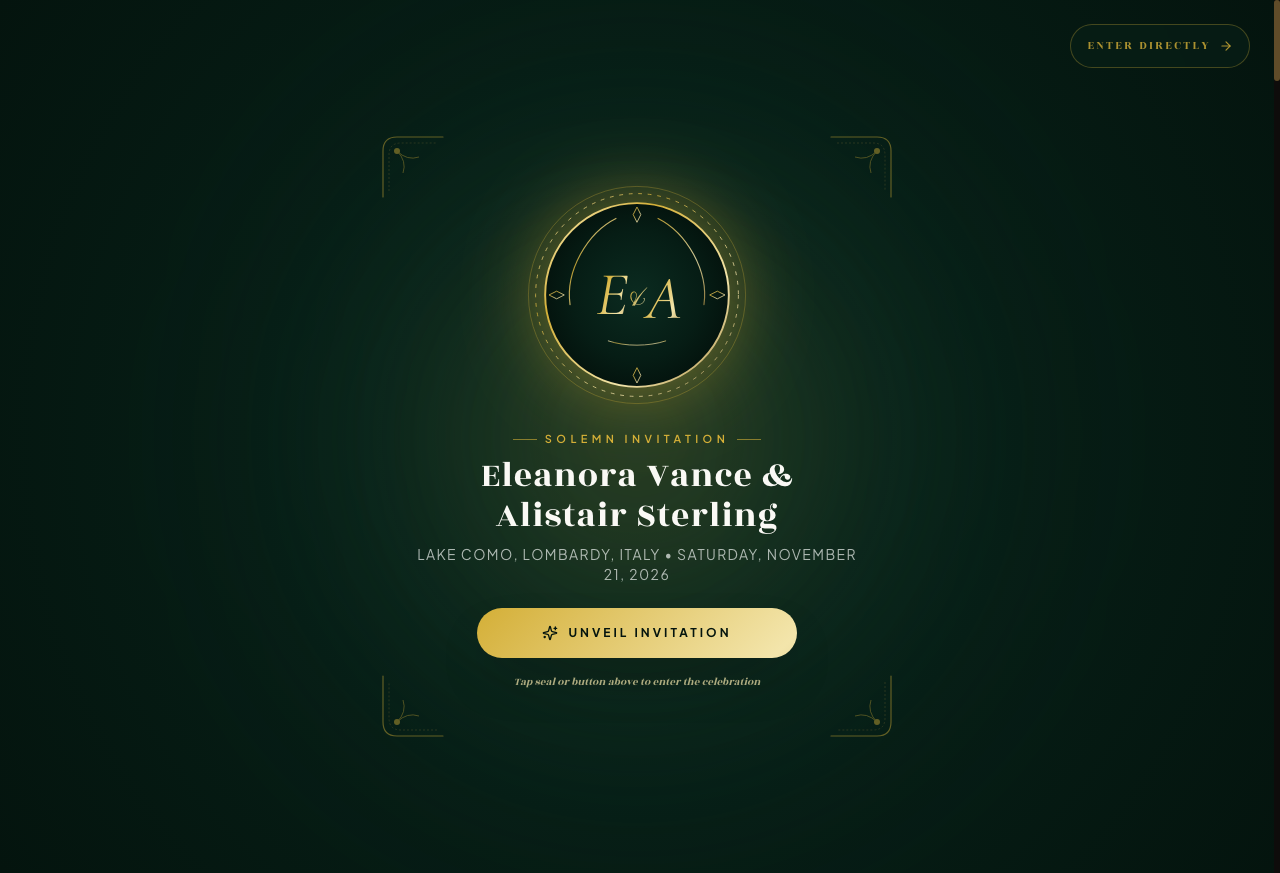 Preview of the Imperial Emerald & Champagne Gold invitation design