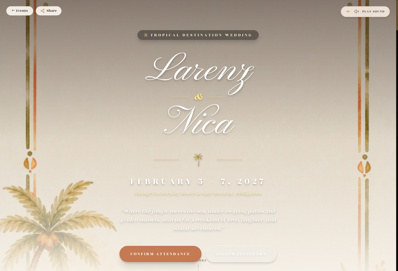 Preview of the Tropical Coastal Luxury invitation design