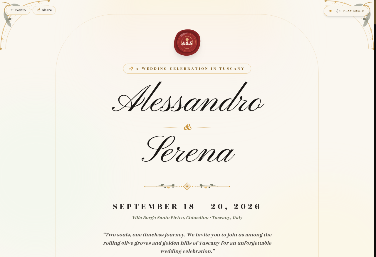 Preview of the Tuscan Baroque Elegance invitation design
